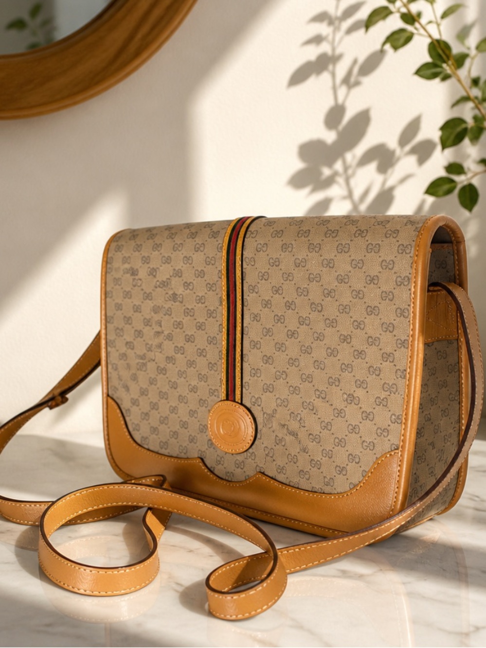 Authentic Gucci Sherry Line Leather Crossbody/Shoulder Bag.